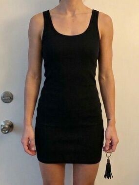 BP Black Fitted Mini Dress Bodycon Stretch Basic Long Sleeve